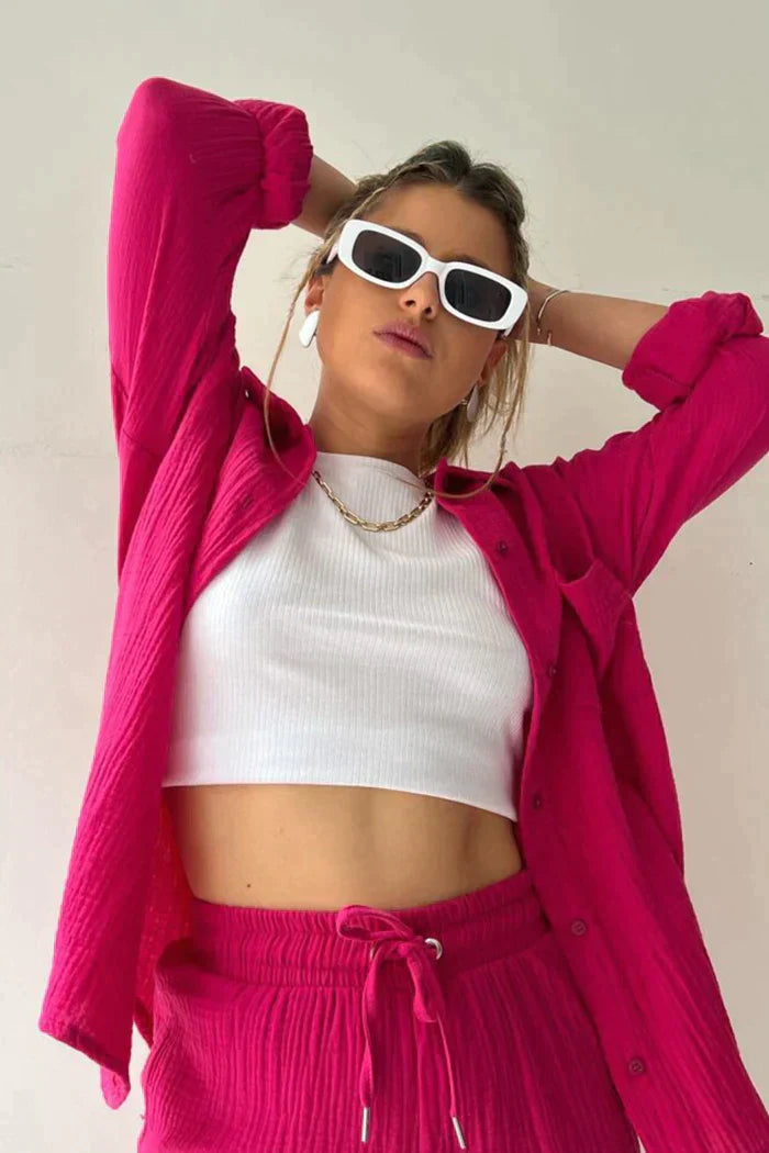 BRSHK - Women's Long Sleeve Top & Shorts Set