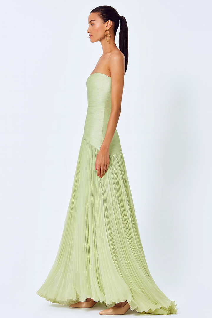 UMINA – Strapless Pleated Maxi Dress