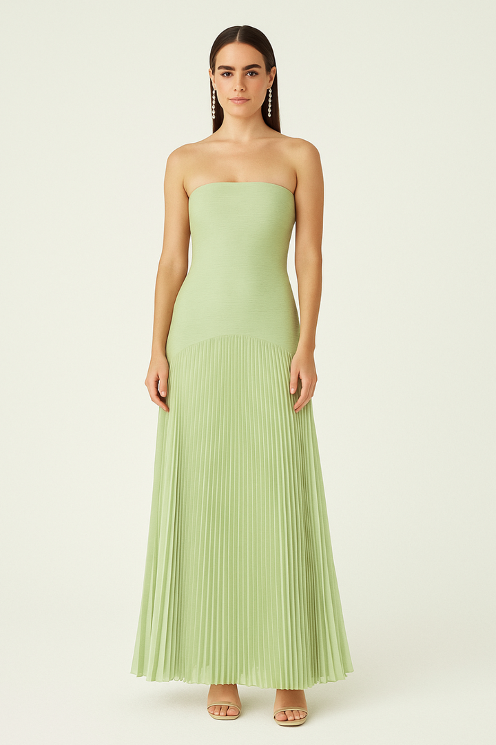 UMINA – Strapless Pleated Maxi Dress