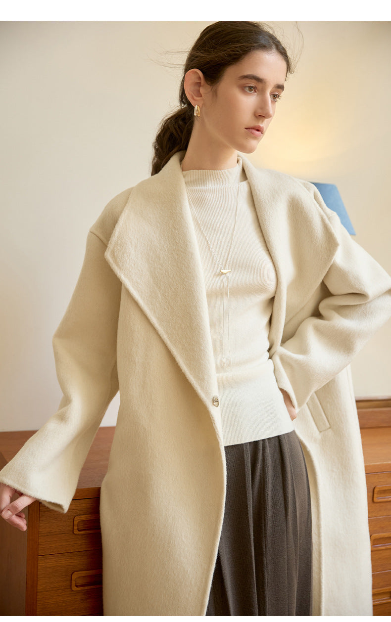 BAKD - Women's Wool Wrap Coat with Tie Belt