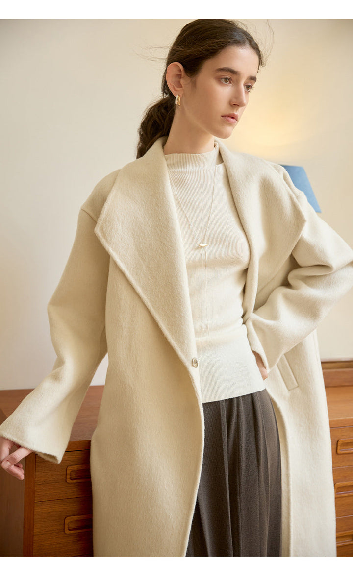 BAKD - Women's Wool Wrap Coat with Tie Belt