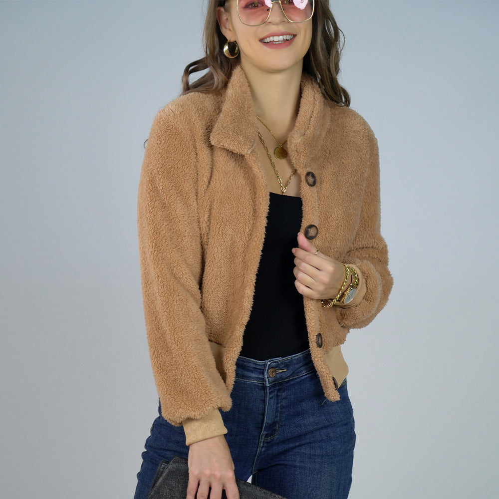 DONA - Women's Cropped Teddy Fleece Jacket