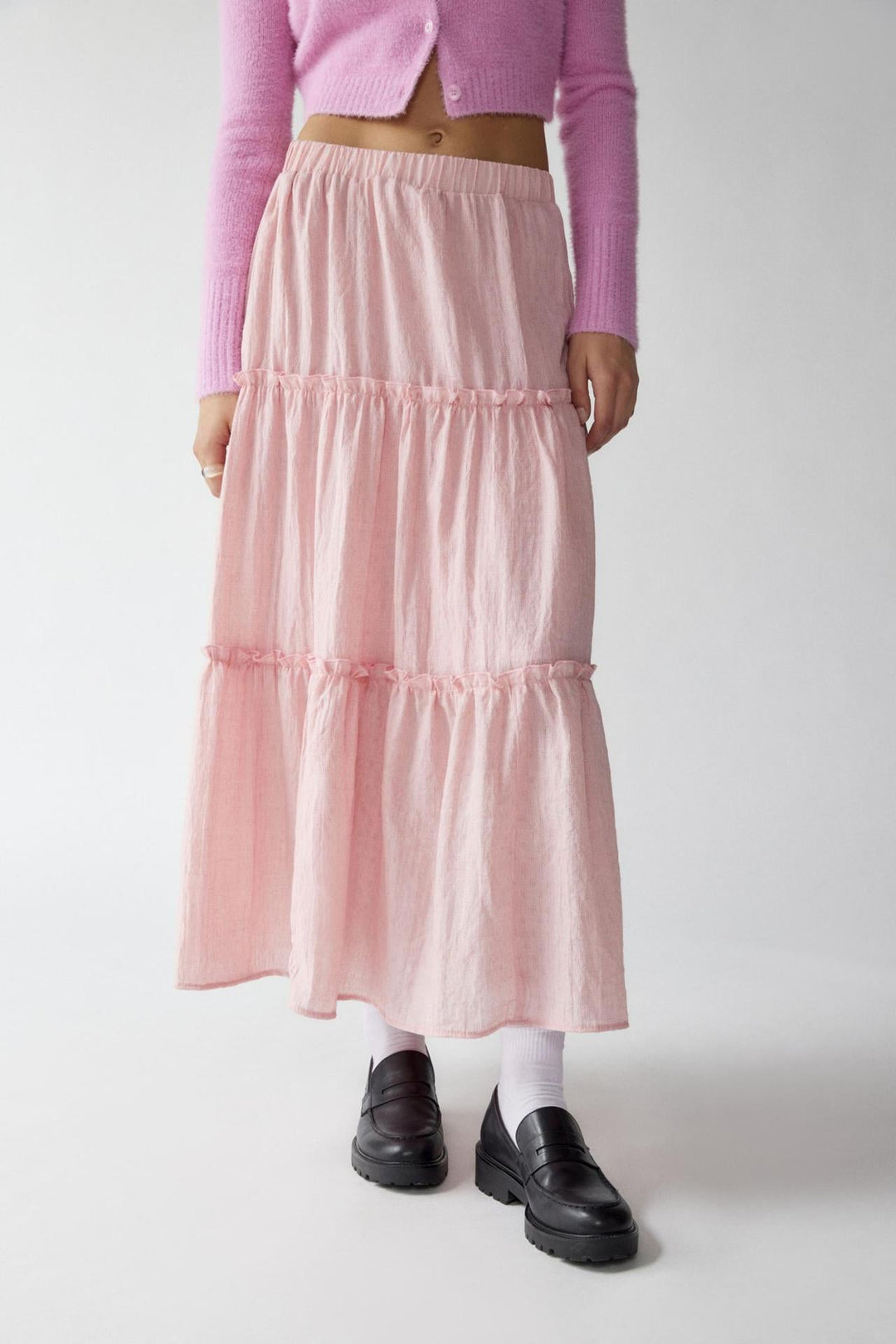 KEMENA - Women’s Boho Tiered Ruffle Maxi Skirt