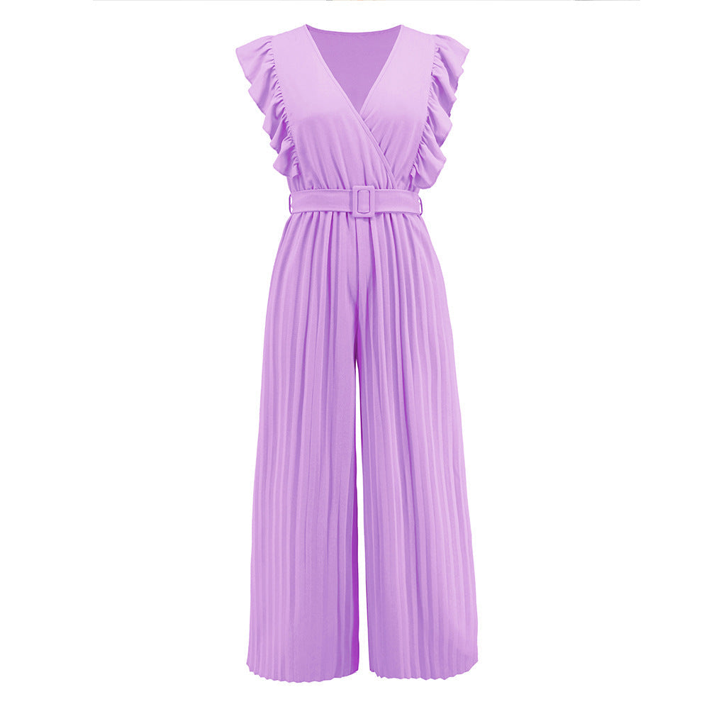 JEAN - Women's High-Waist Wide-Leg Sleeveless Jumpsuit