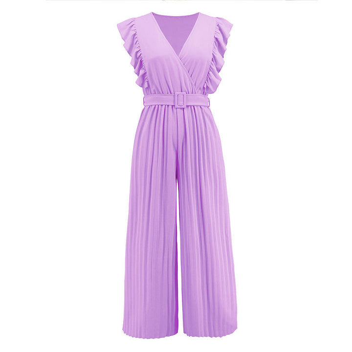 JEAN - Women's High-Waist Wide-Leg Sleeveless Jumpsuit