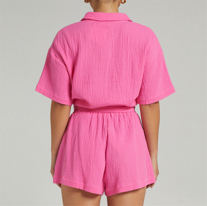 LYANNA – Women's Summer Two-Piece Shirt & Shorts Set