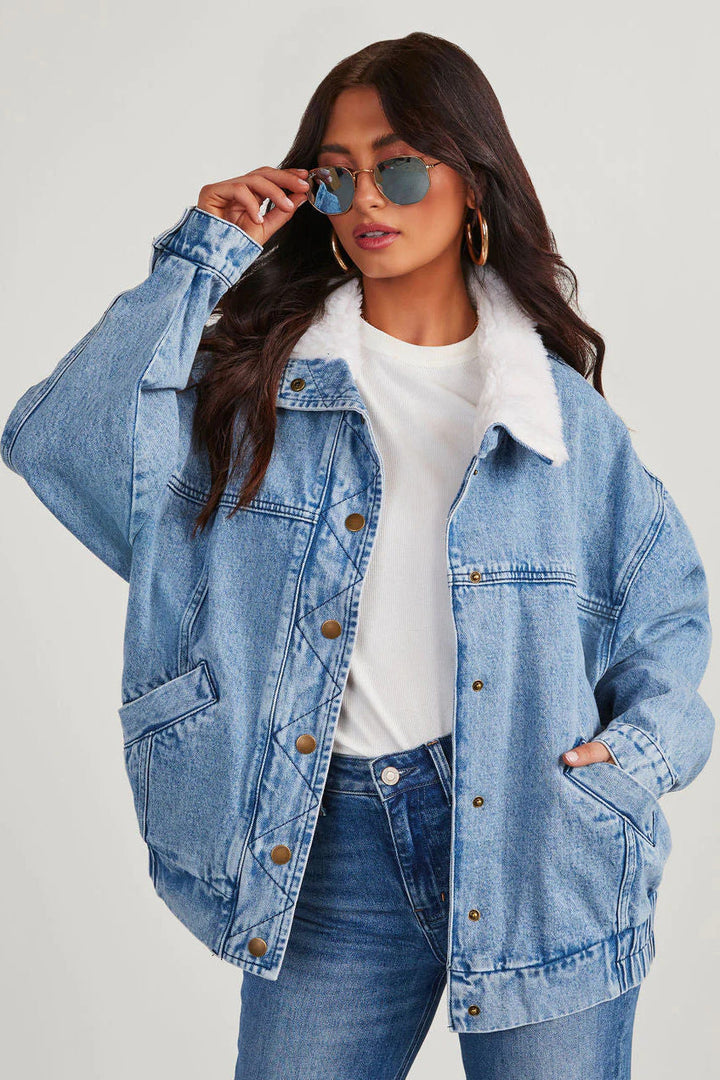 SENN – Women's Washed Fleece Denim Jacket