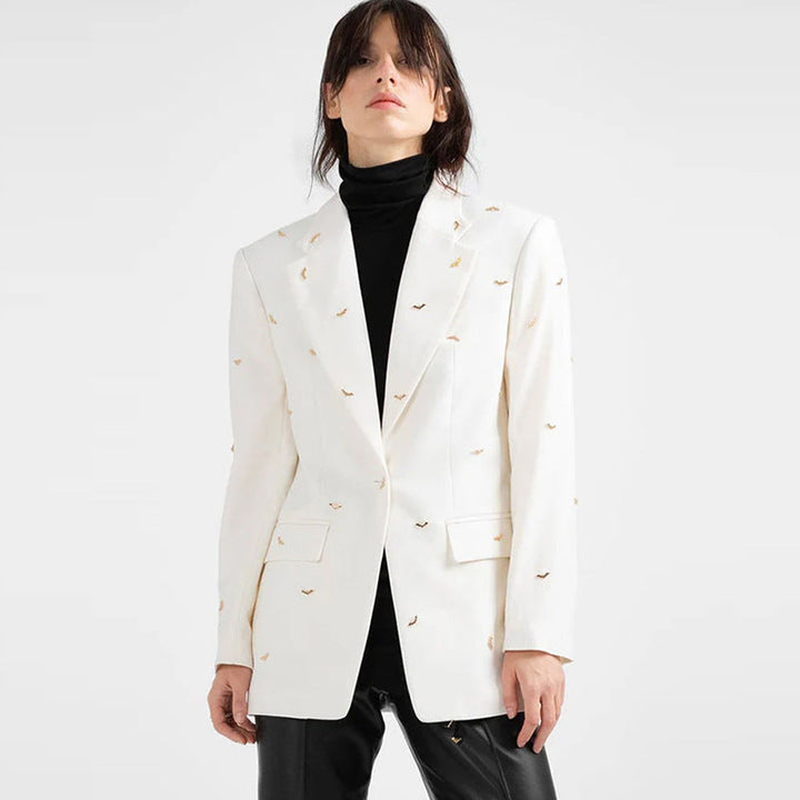 BATWOMAN - Women’s White Blazer with Beaded Embroidery