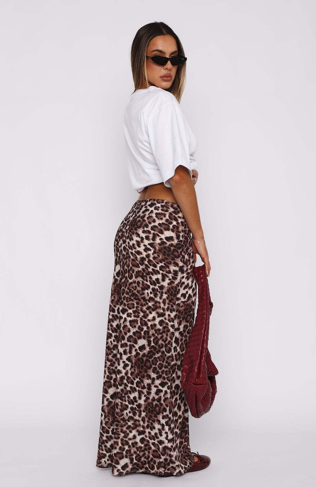 NORIKO - Women’s High-Waisted Leopard Print Maxi Skirt
