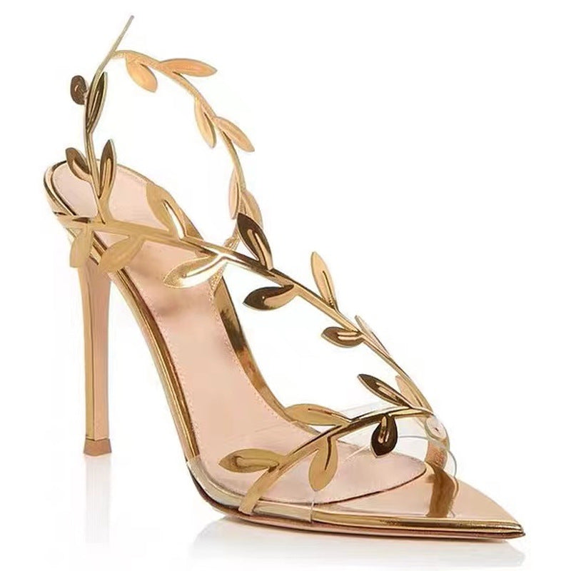 MARGOT - Elegant Gold Leaf High Heels