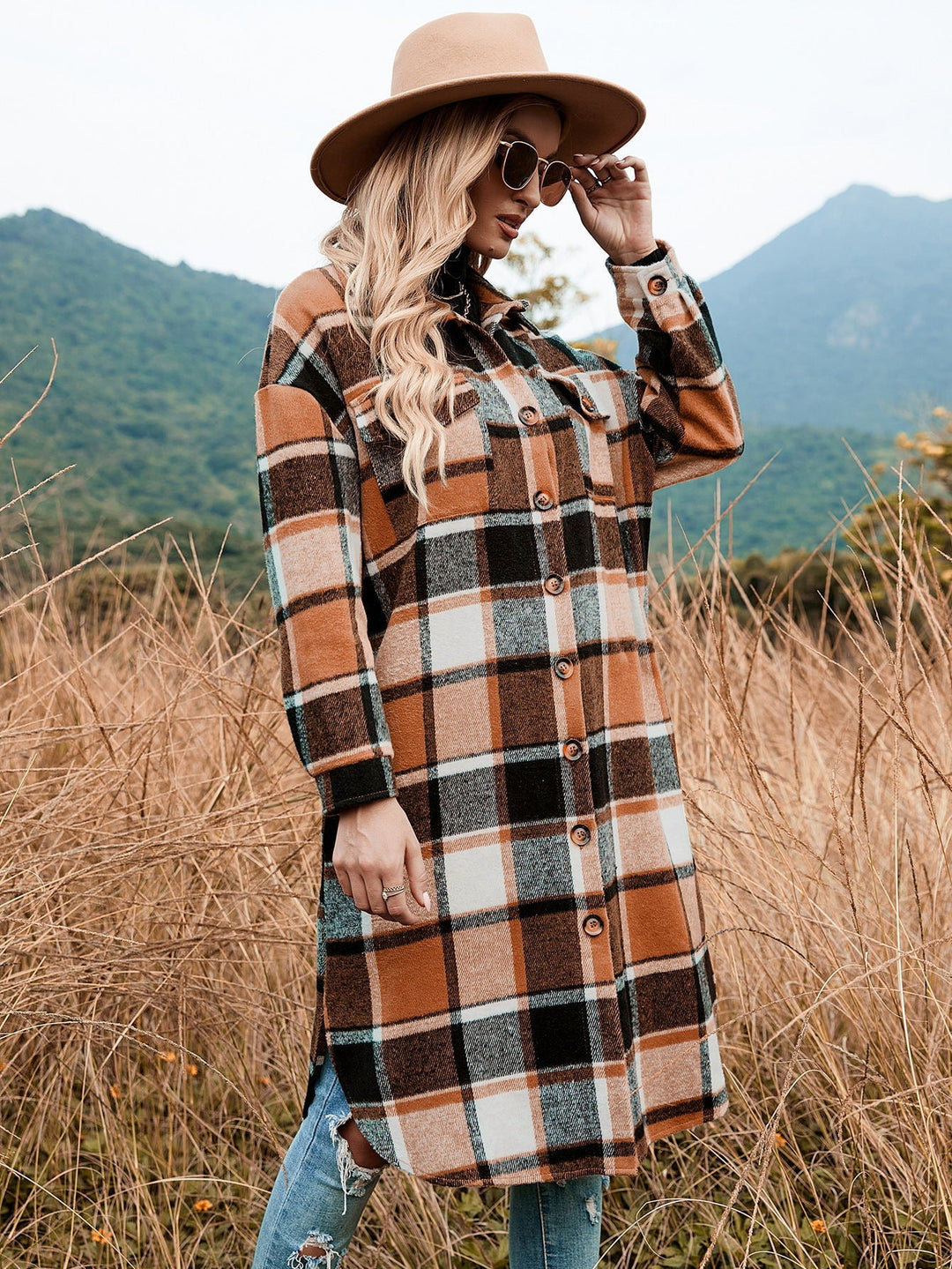 MAREN – Oversized Plaid Flannel Coat