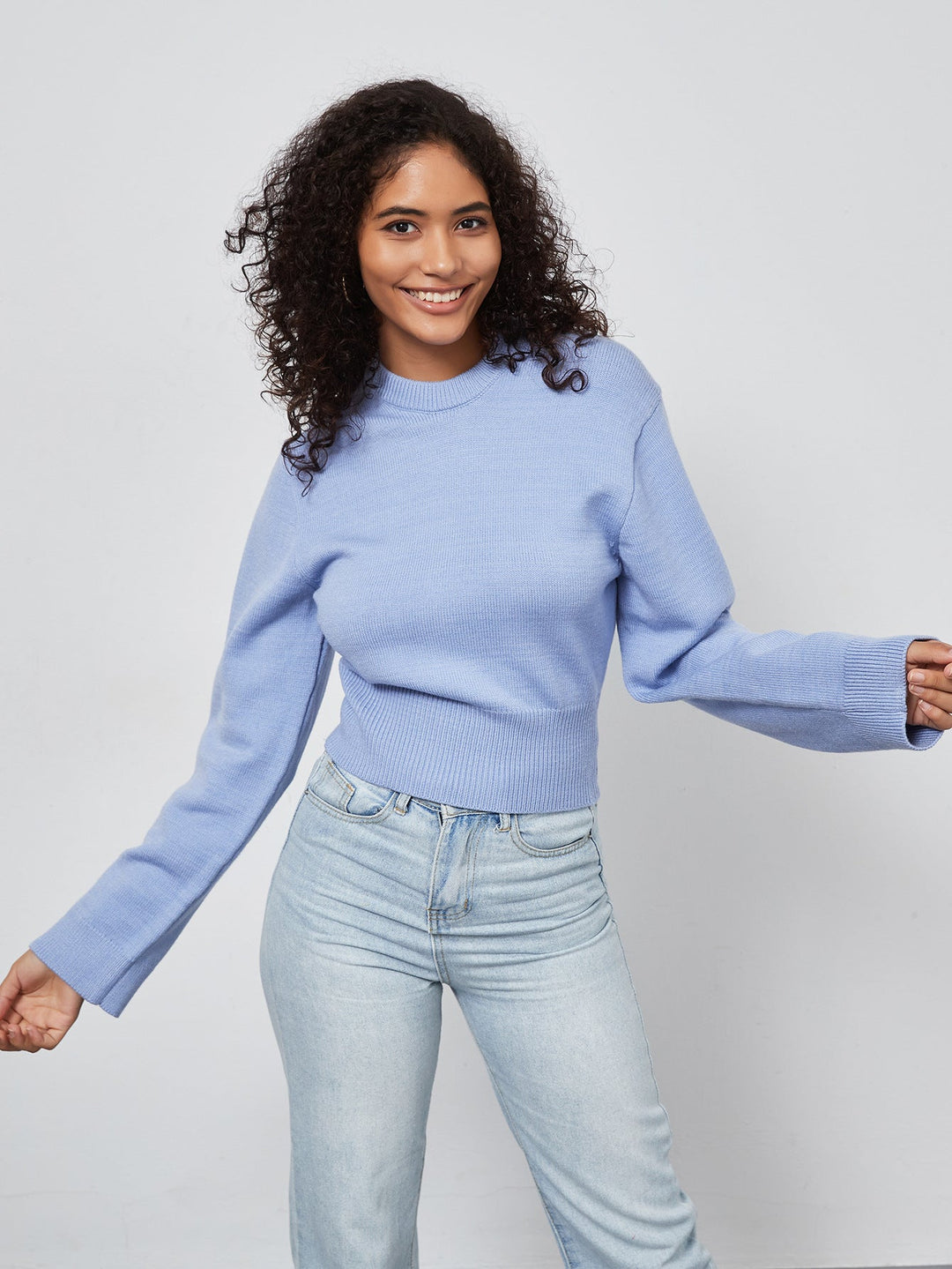ZARAY – Cropped Ribbed Knit Sweater