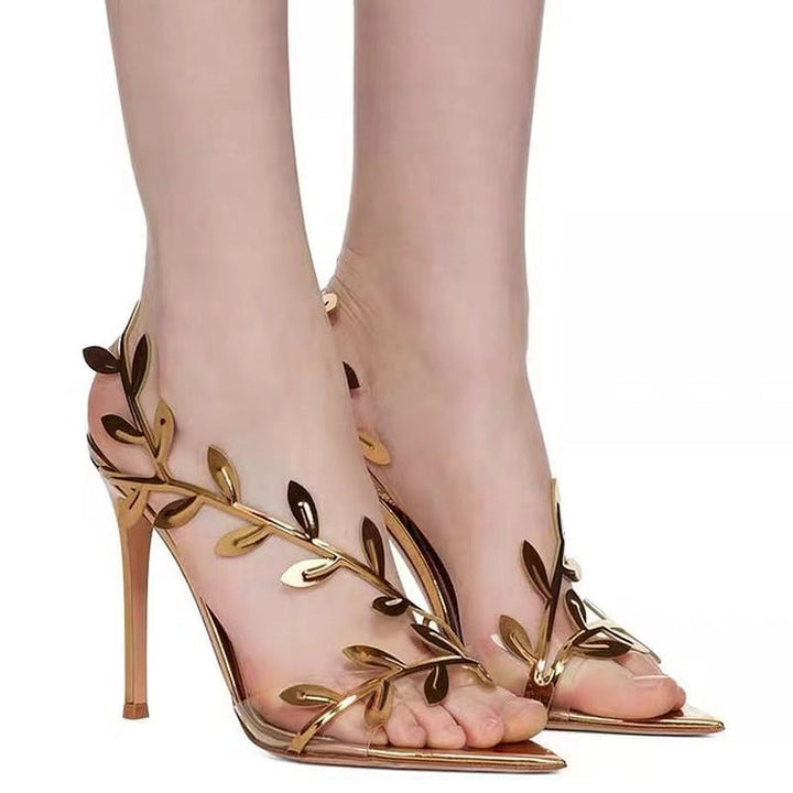 MARGOT - Elegant Gold Leaf High Heels