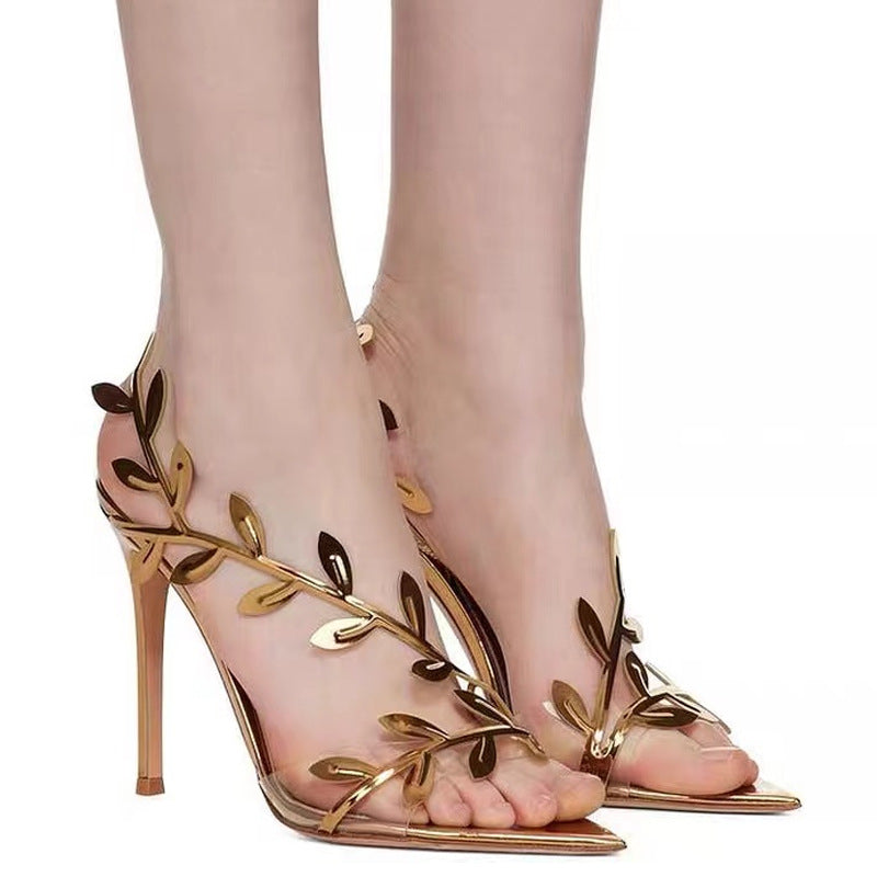 MARGOT - Elegant Gold Leaf High Heels