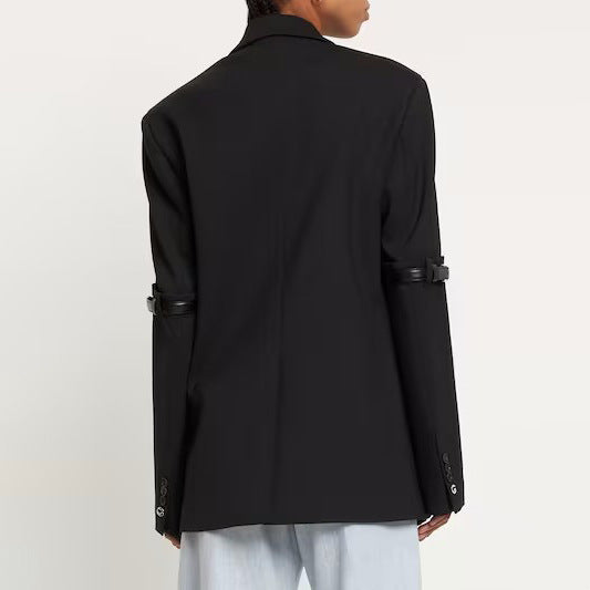 AKIRA - Women’s Black Oversized Blazer with Buckle Sleeve Detail