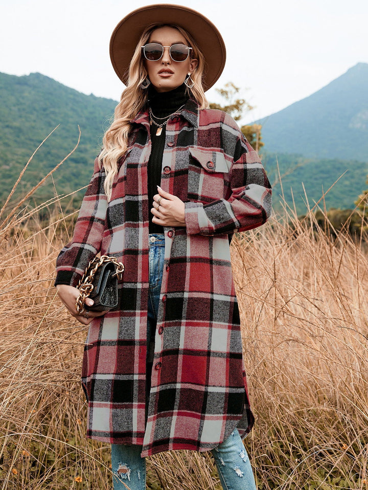 MAREN – Oversized Plaid Flannel Coat