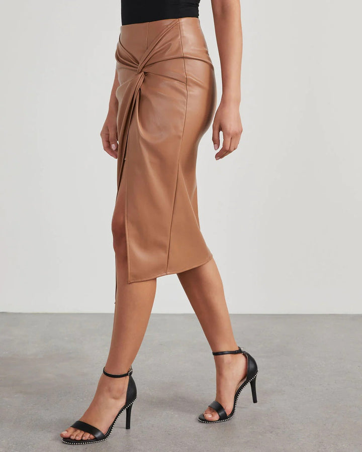 ABY – Asymmetrical Vegan Leather Split Skirt