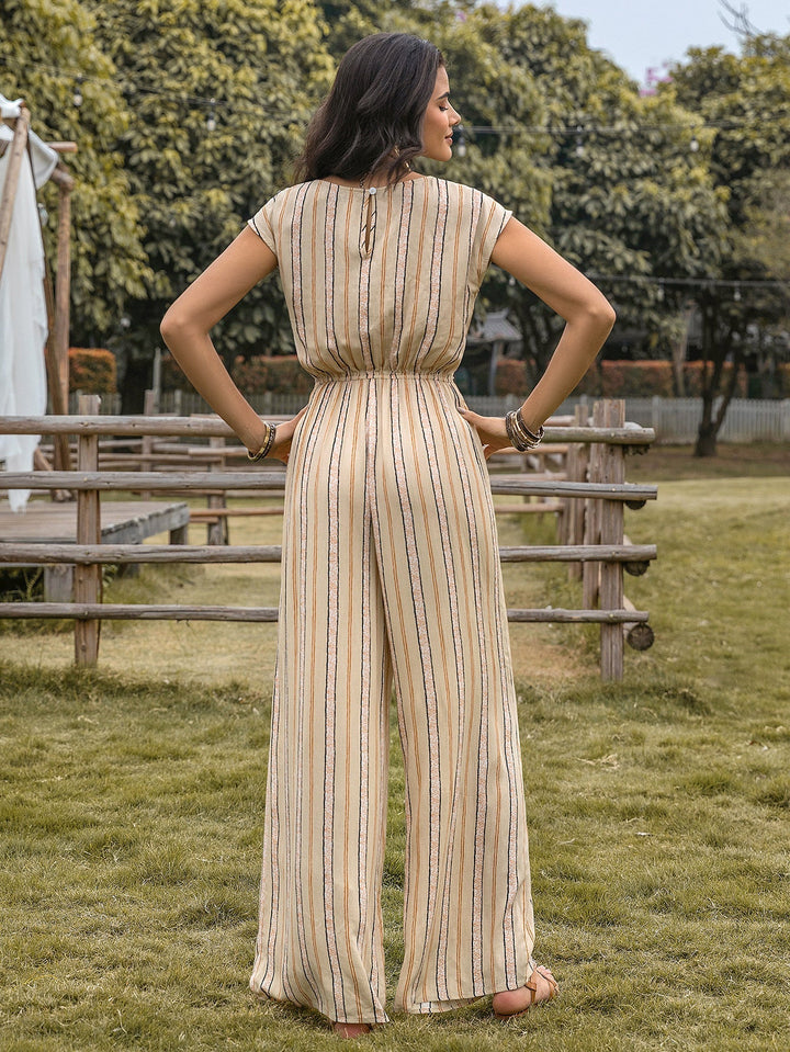 ISLA – Boho Striped Floral Embroidered Jumpsuit