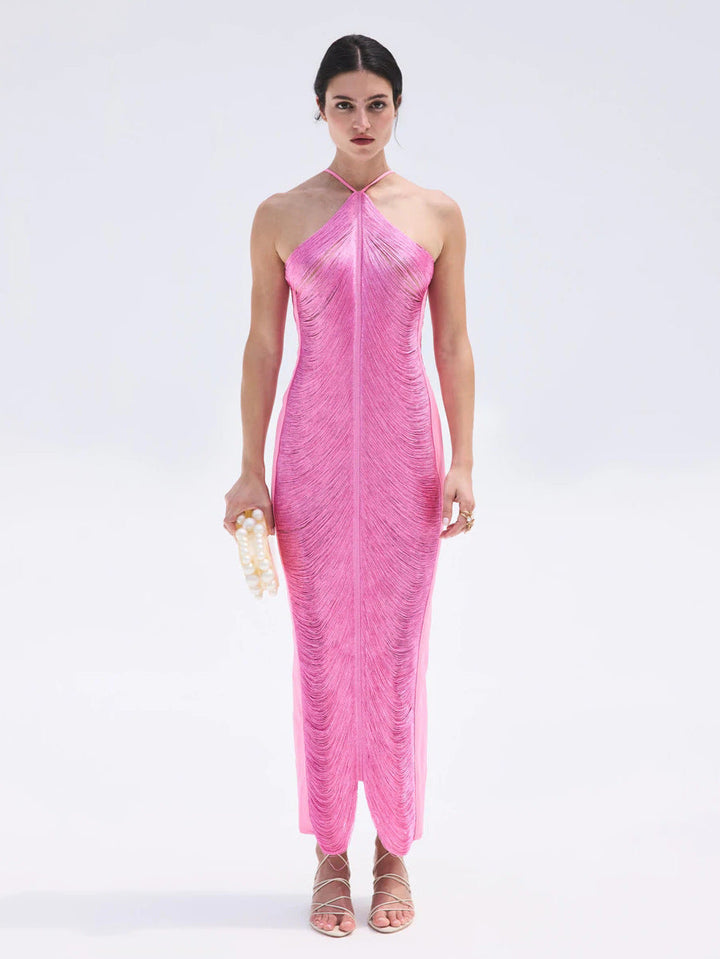 ALINA – Elegant Halterneck Maxi Dress
