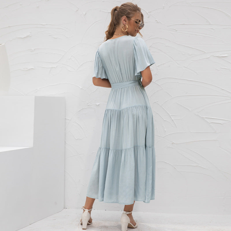 SVIENA – V-Neck Wrap Look Midi Dress