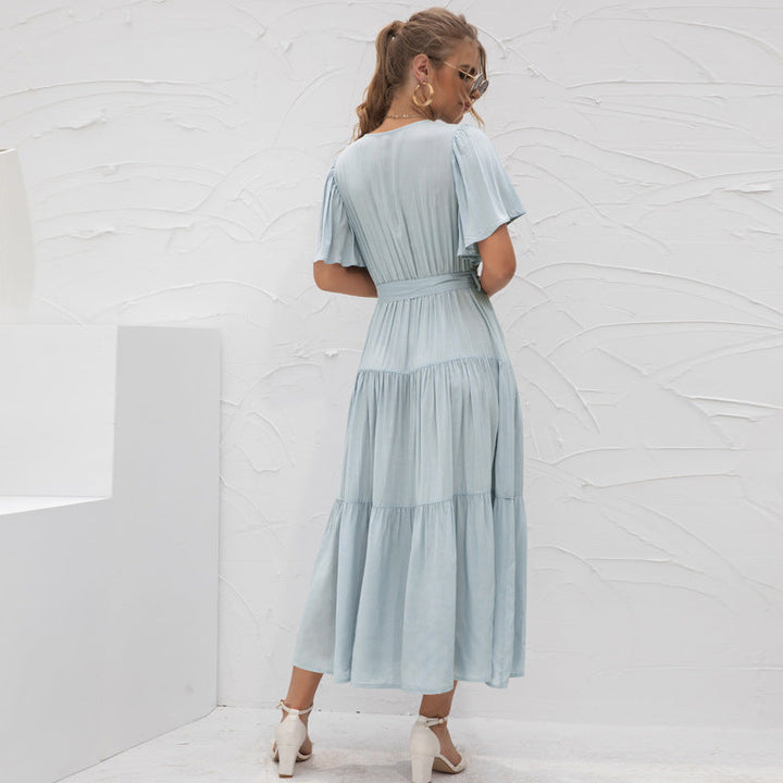SVIENA – V-Neck Wrap Look Midi Dress