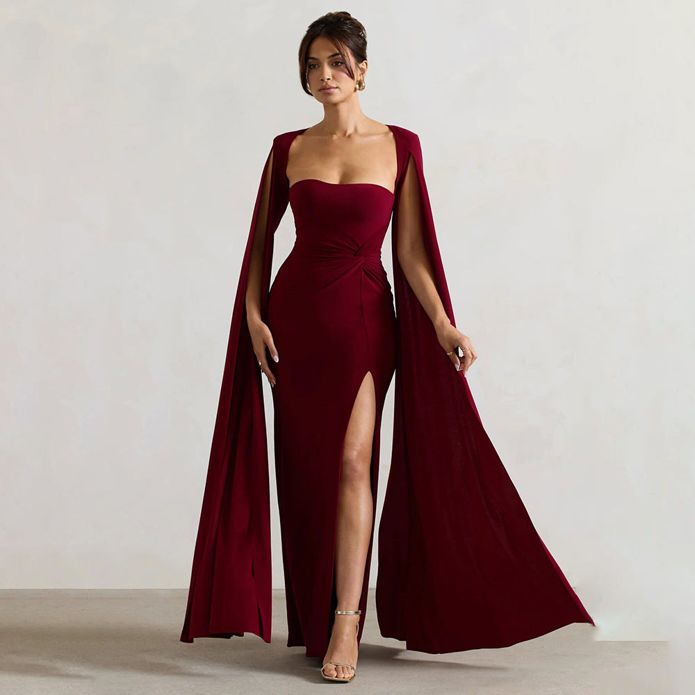 ELARA – Cape Sleeve Formal Evening Gown