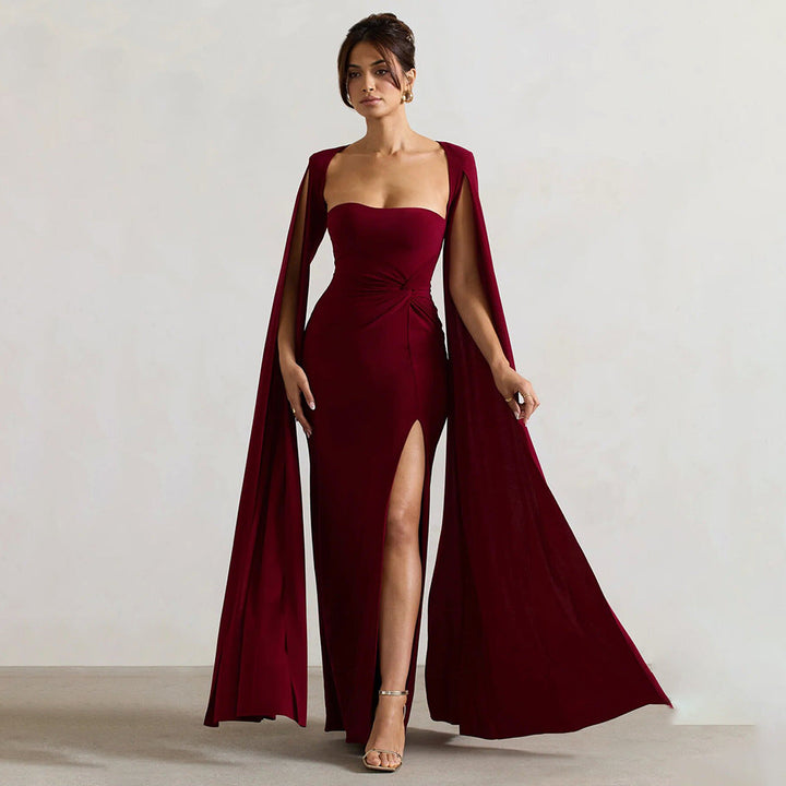 ELARA – Cape Sleeve Formal Evening Gown