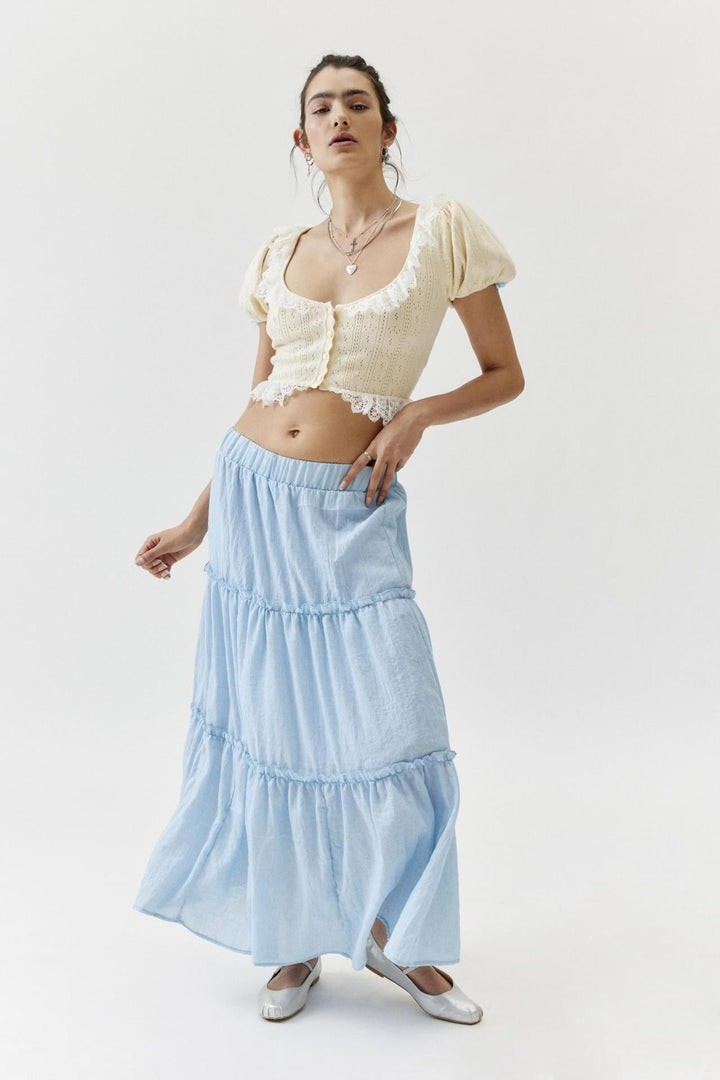 KEMENA - Women’s Boho Tiered Ruffle Maxi Skirt