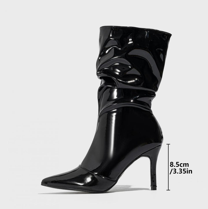 SZA - Vegan Lackleder-Stiefeletten mit Absatz