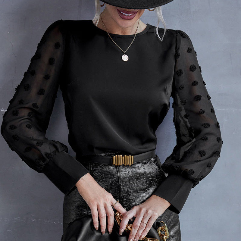 ZAYA - Polka Dot Textured Lace Shirt