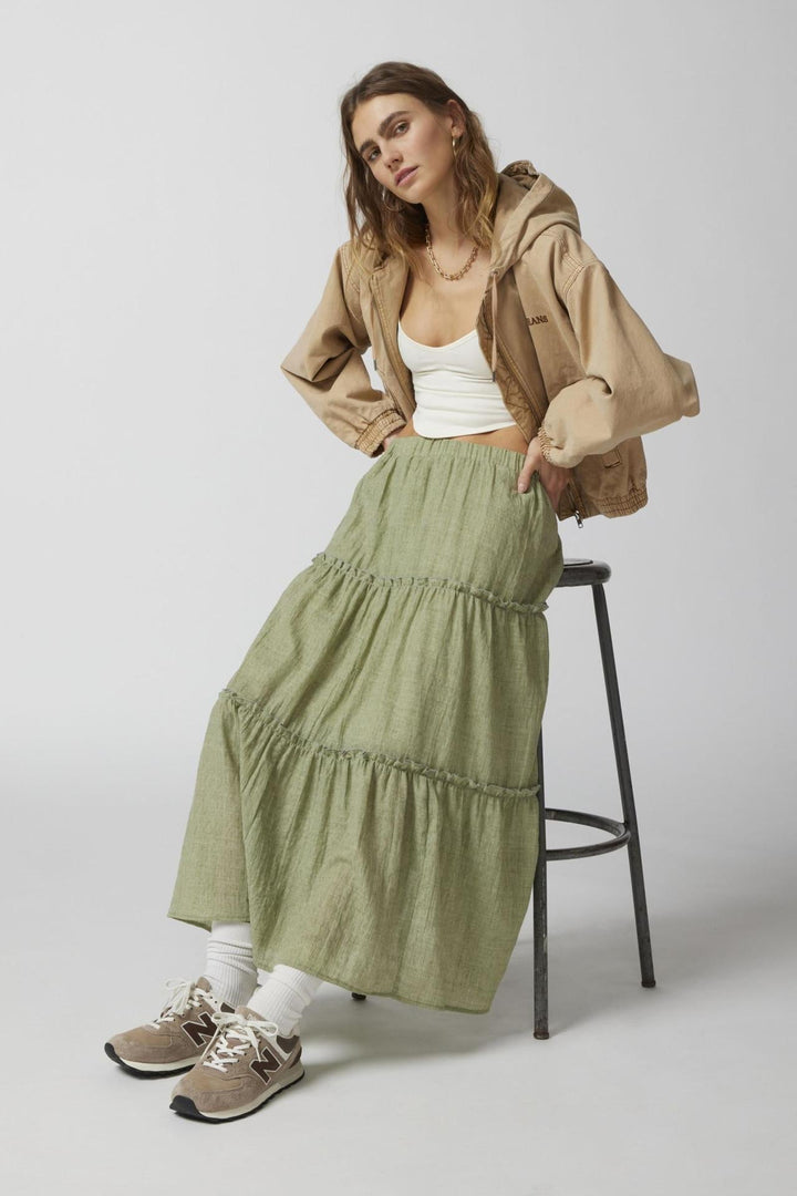 KEMENA - Women’s Boho Tiered Ruffle Maxi Skirt