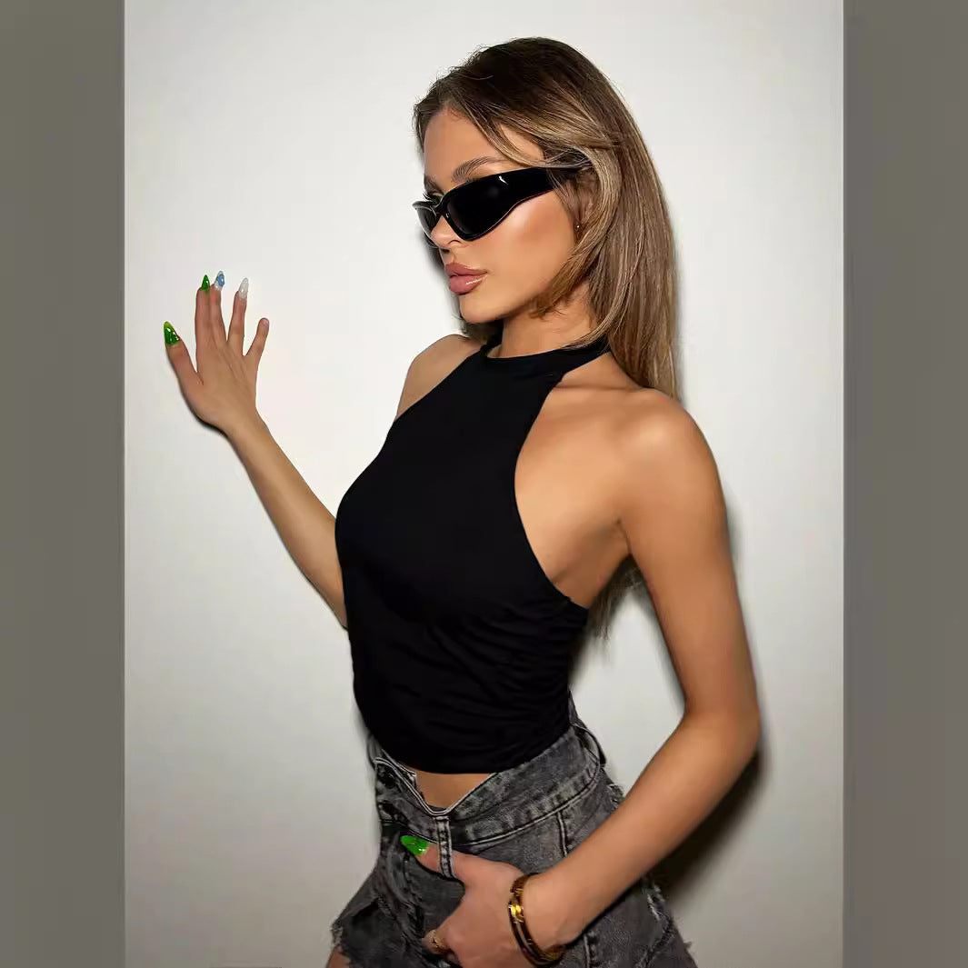 ZORA - Black Halter Neck Crop Top