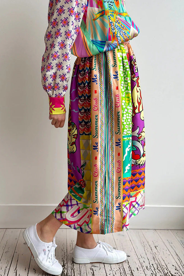 LIVIAN – Women's Colorful Printed Shirt & Skirt Set