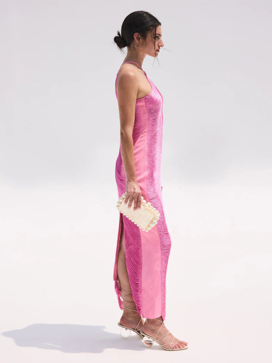 ALINA – Elegant Halterneck Maxi Dress