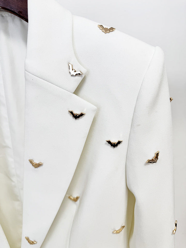 BATWOMAN - Women’s White Blazer with Beaded Embroidery