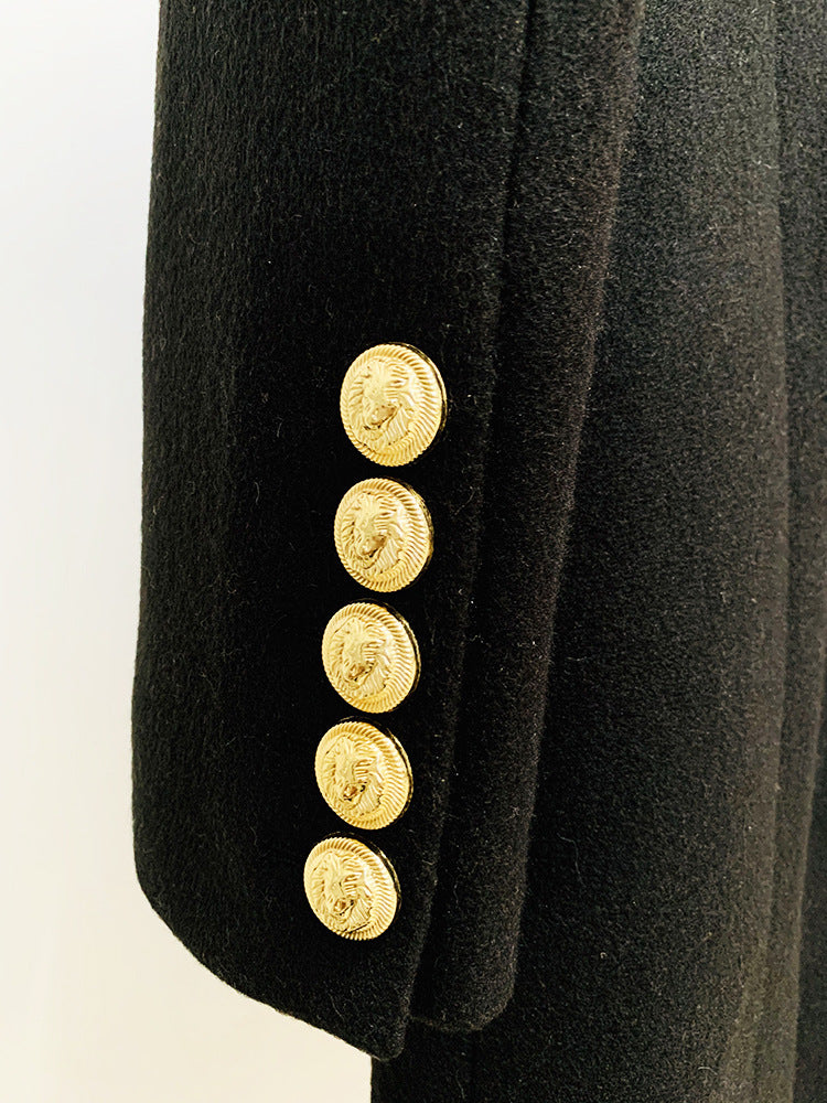 NLW - Women's Wool Coat with Gold Buttons