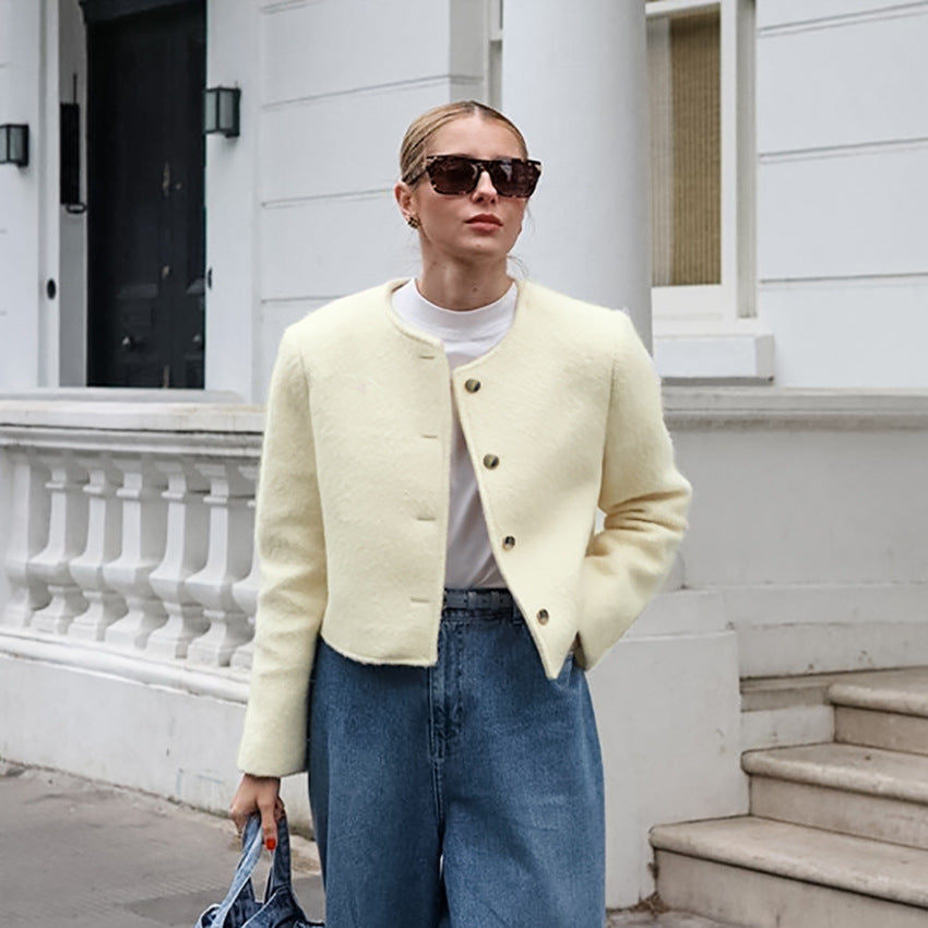 ELOISE - Women's Cropped Button-Up Jacket