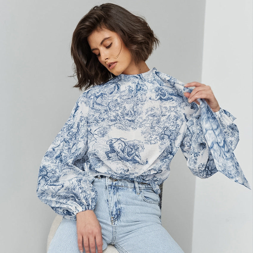 SOFIA – Printed Long Sleeve Blouse