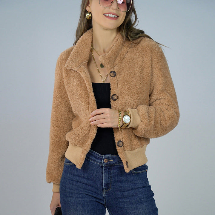 DONA - Women's Cropped Teddy Fleece Jacket
