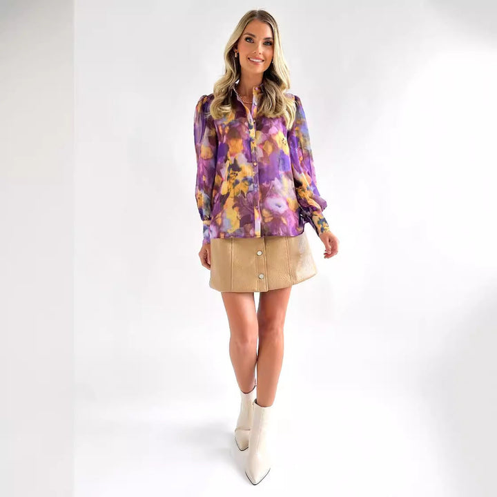MAELI – Floral Print Long Sleeve Button Shirt