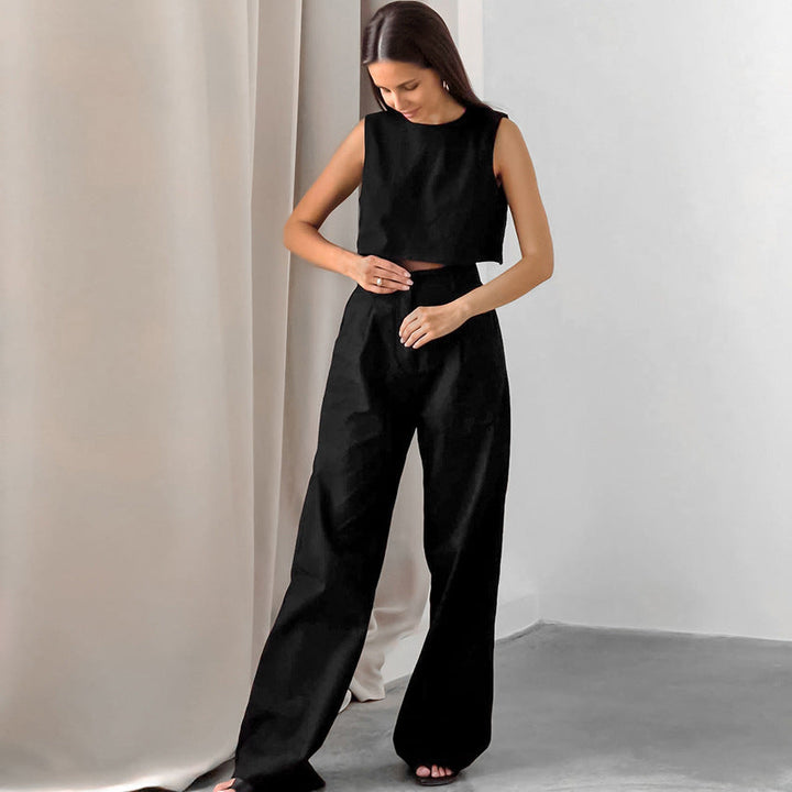 LAYA – Cotton Crop & Wide-Leg Pants Set