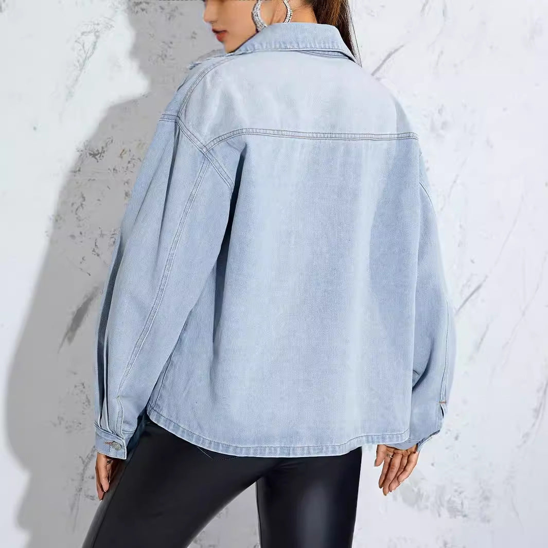 NIZARA – Oversized Light Wash Denim Jacket
