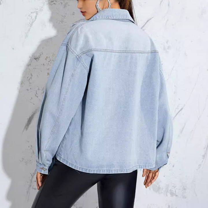 NIZARA – Oversized Light Wash Denim Jacket