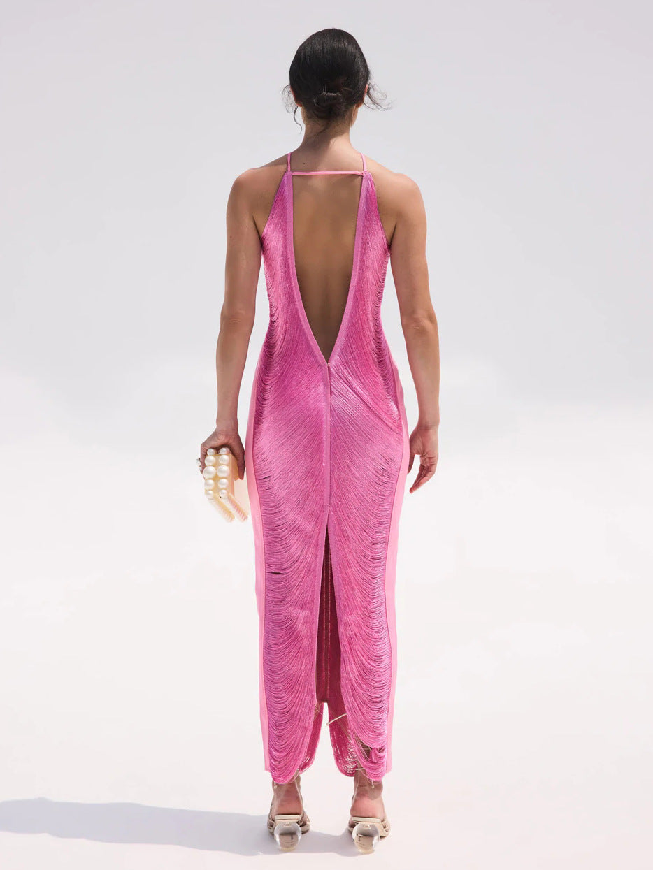 ALINA – Elegant Halterneck Maxi Dress