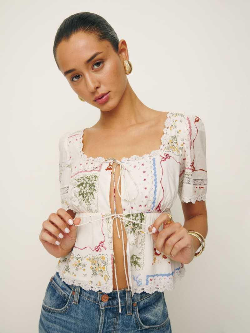 DIDA - Boho Bluse mit Spitze und Bindeband