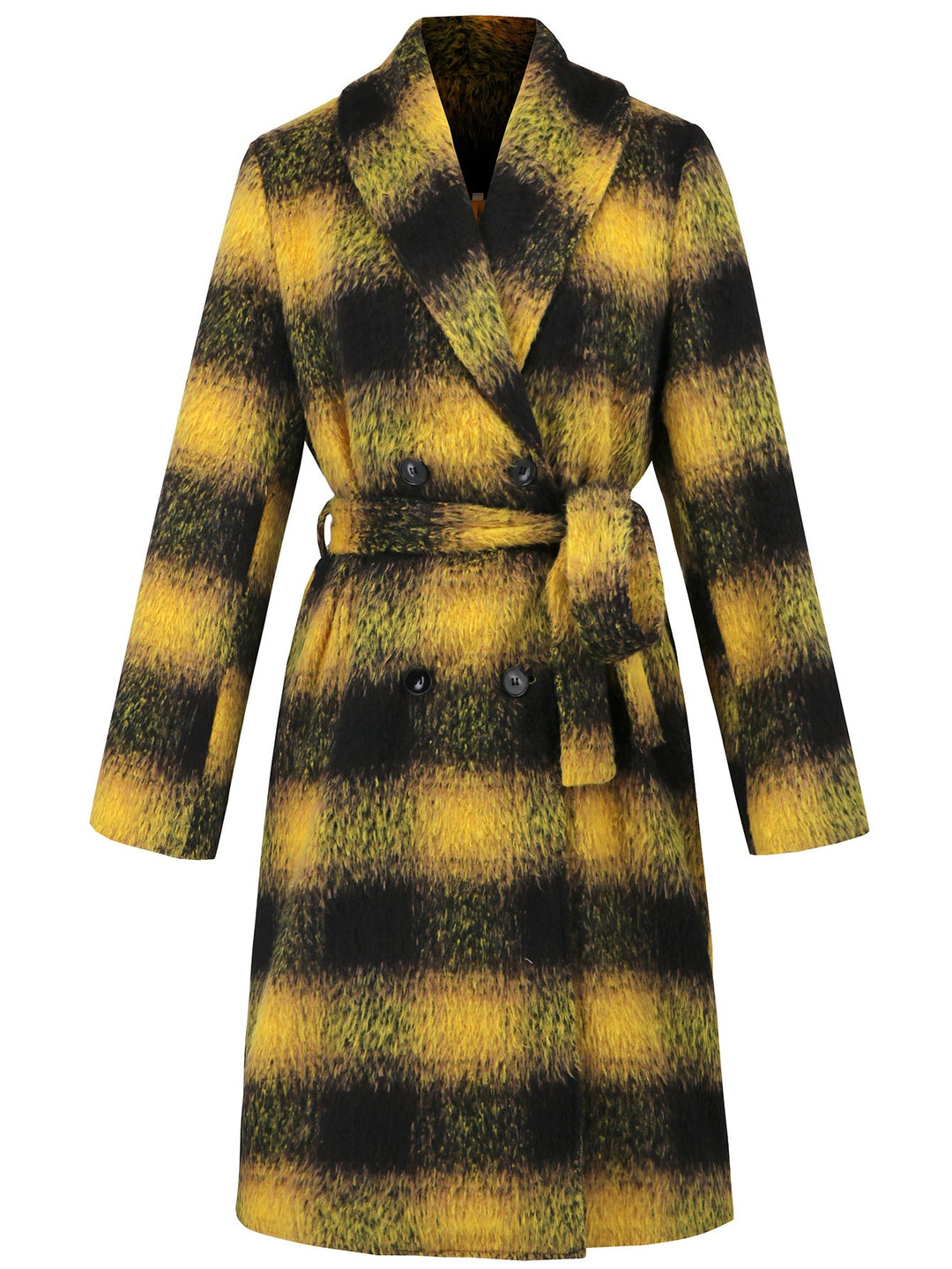 LAYLA - Women's Plaid Wool-Blend Belted Coat