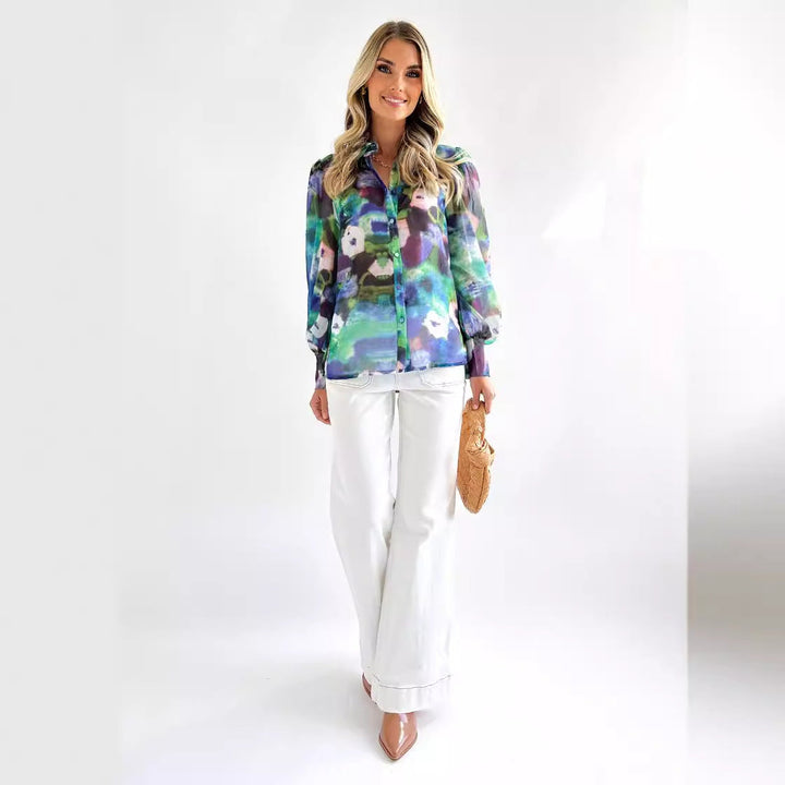 MAELI – Floral Print Long Sleeve Button Shirt