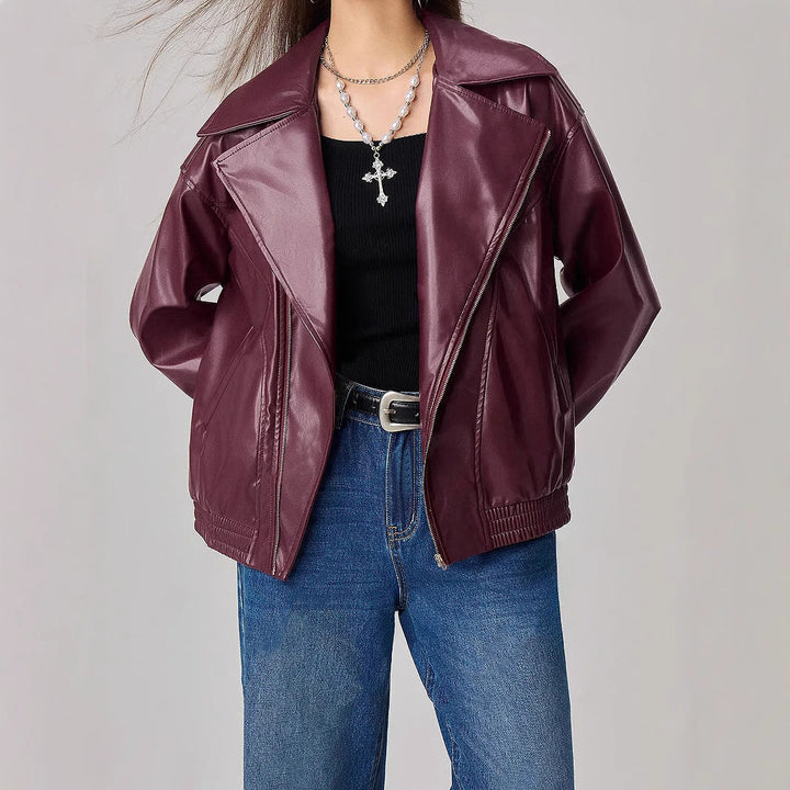 AYRA – Vegan Leather Oversized Biker Jacket