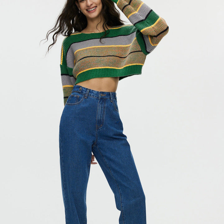 TALISA - Women’s Striped Cropped Knit Sweater
