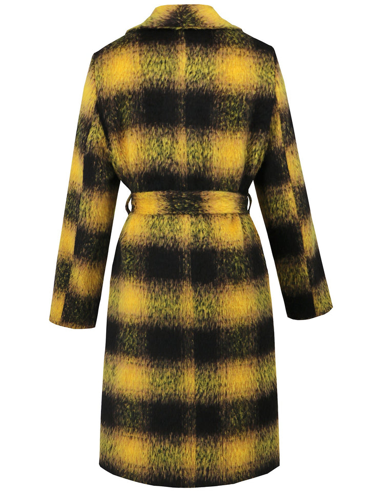 LAYLA - Women's Plaid Wool-Blend Belted Coat